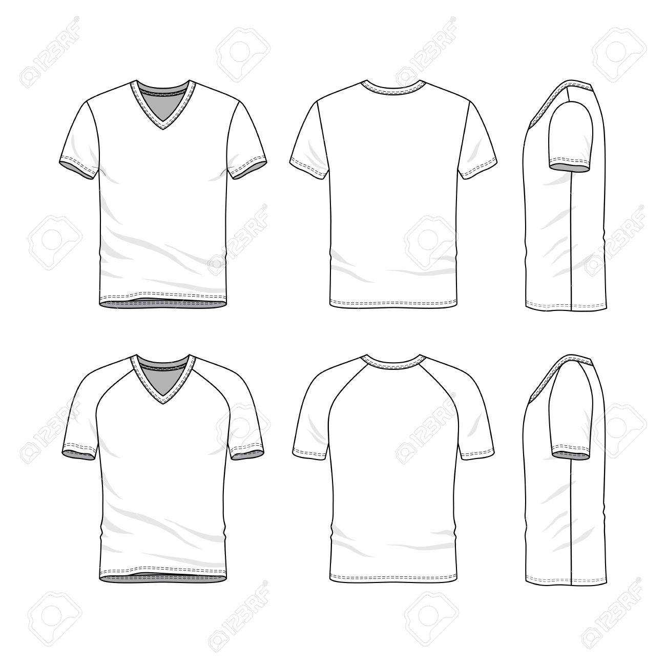 Stock Illustration In Blank V Neck T Shirt Template