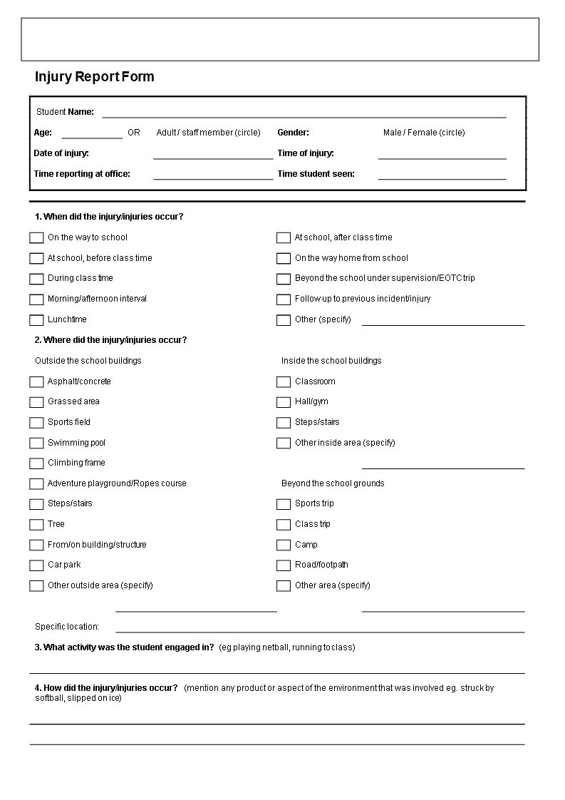 Student Injury Incident Report | Templates At Regarding School Incident Report Template