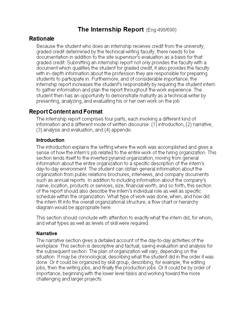 Student Internship Report Format | Templates At In Introduction Template For Report