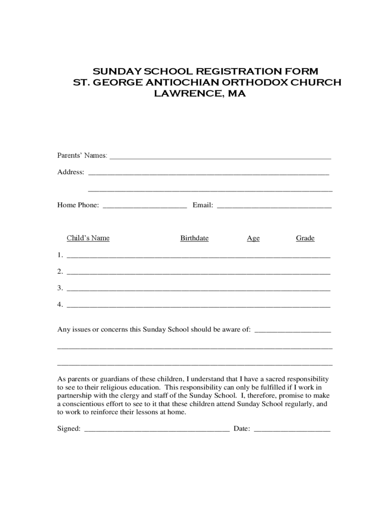Sunday School Registration Form – 2 Free Templates In Pdf With Registration Form Template Word Free