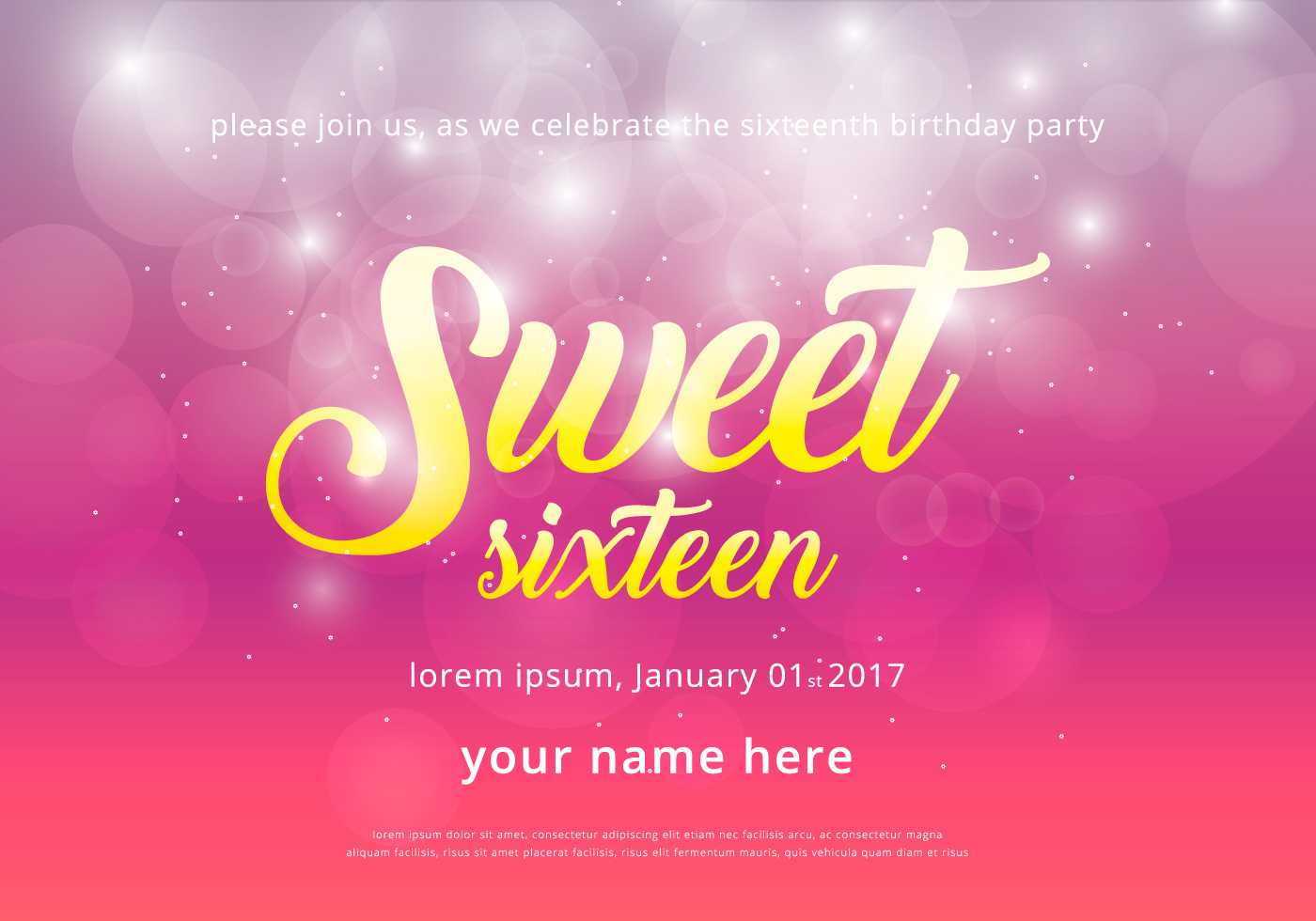 Sweet 16 Free Vector Art - (18,591 Free Downloads) With Sweet 16 Banner Template