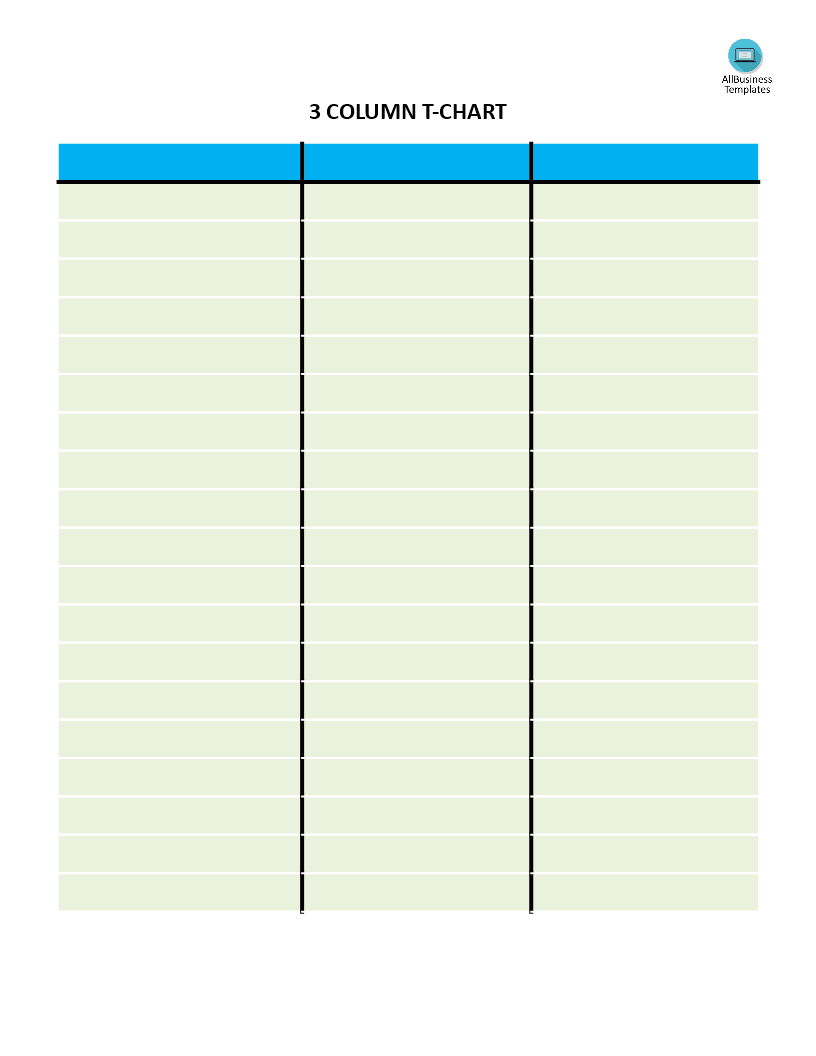 T Chart With 3 Columns | Templates At Allbusinesstemplates Regarding 3 Column Word Template