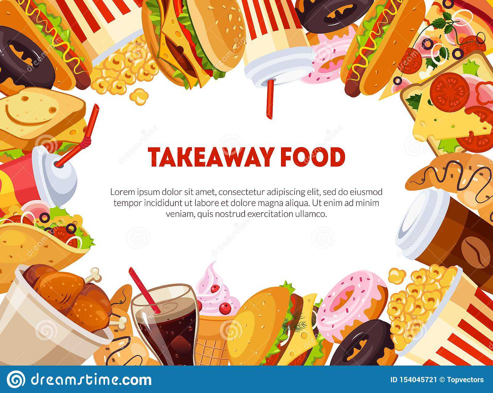 Takeaway Food Banner Template With Delicious Fast Food For Food Banner Template