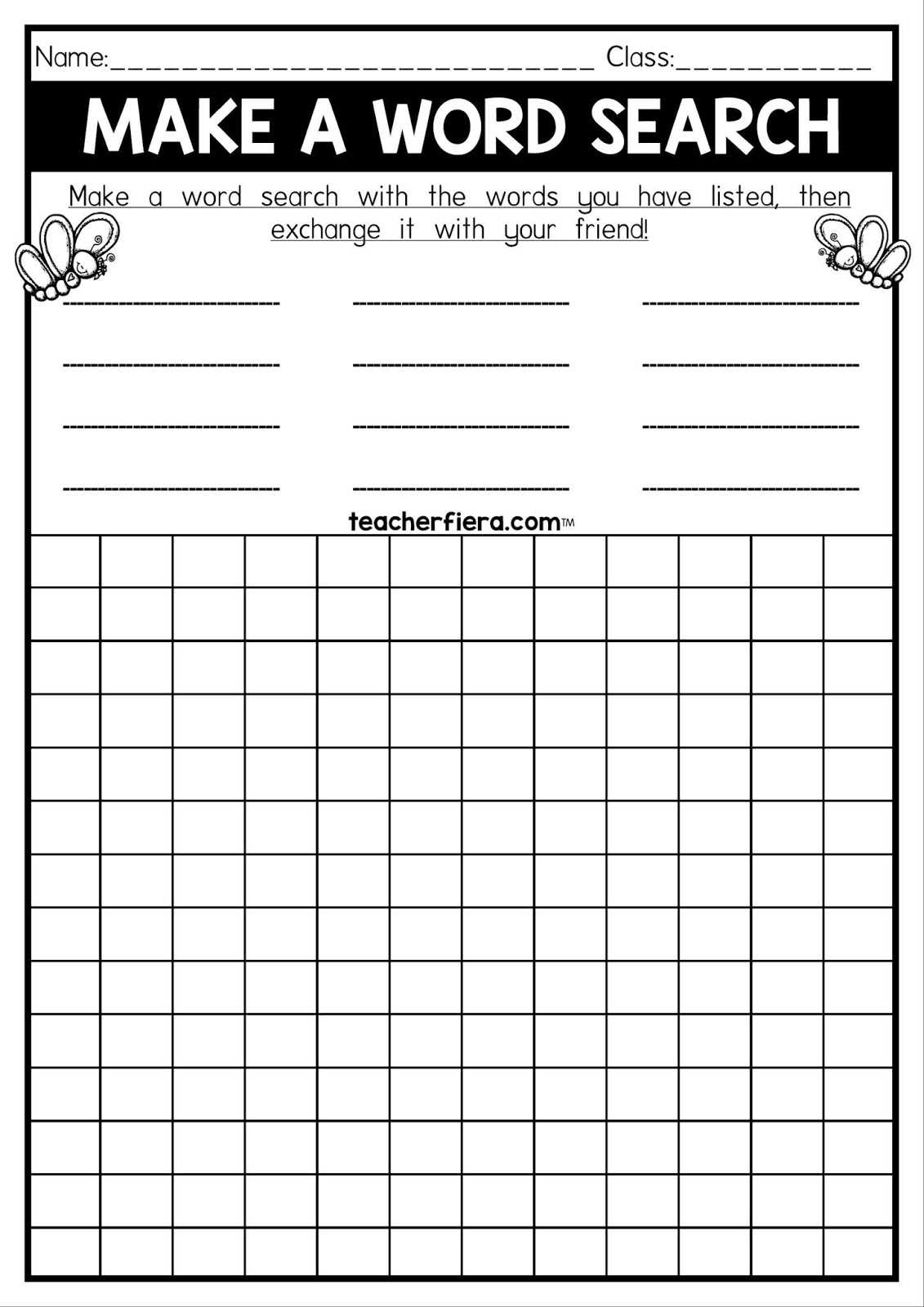 Teacherfiera: Make A Word Search For Word Sleuth Template