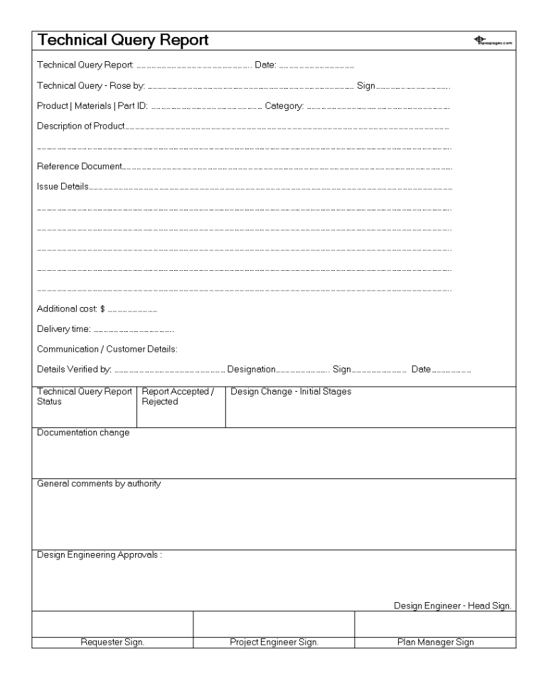 Technical Query Report Format inside Template For Technical Report ...