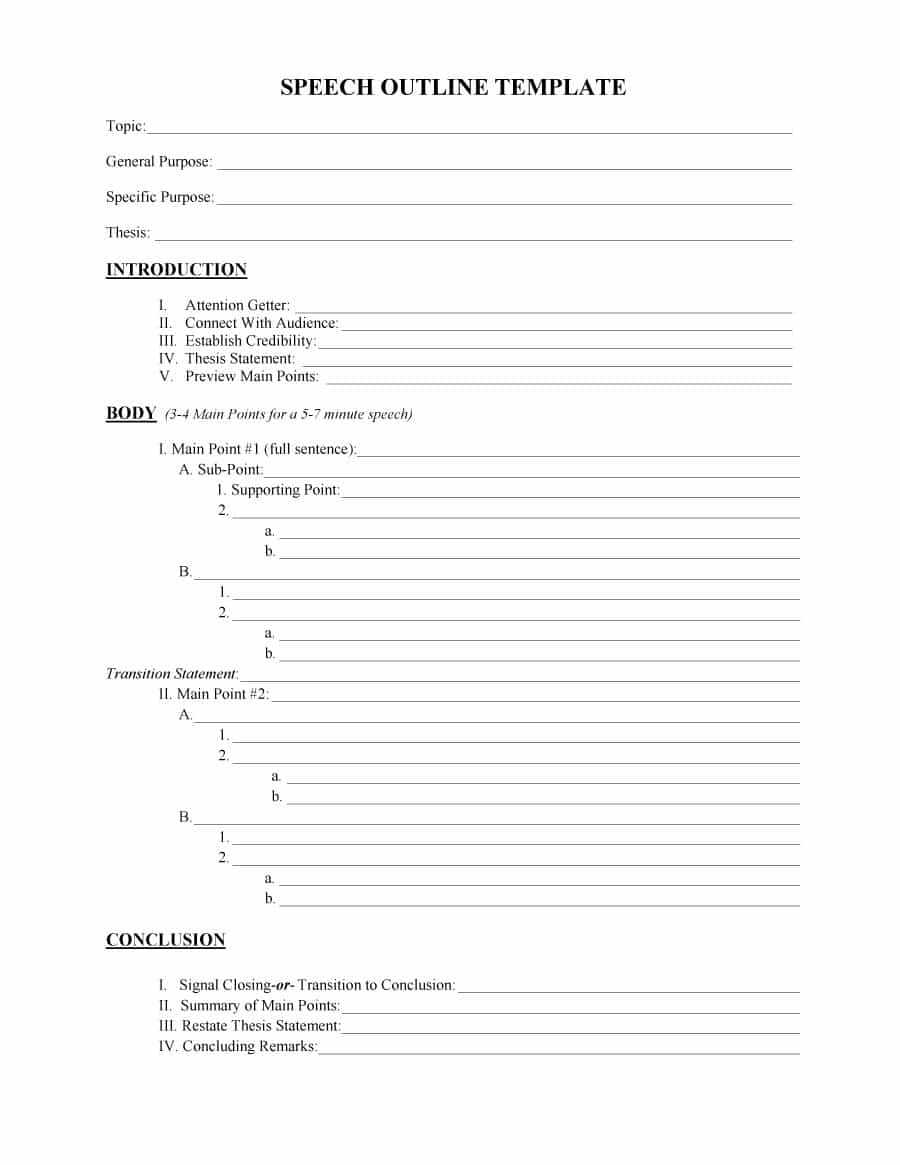 Template For A Speech – Calep.midnightpig.co With Speech Outline Template Word