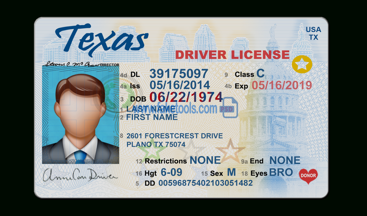 Texas Driver License Psd Template Intended For Blank Drivers License Template