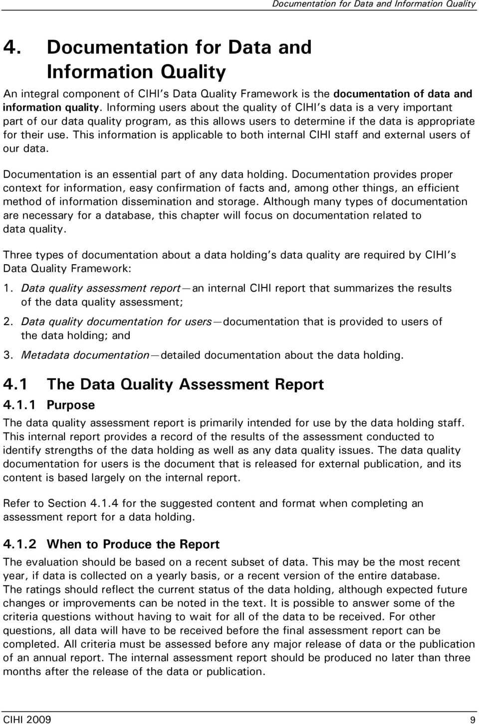 The Cihi Data Quality Framework – Pdf Free Download In Data Quality Assessment Report Template