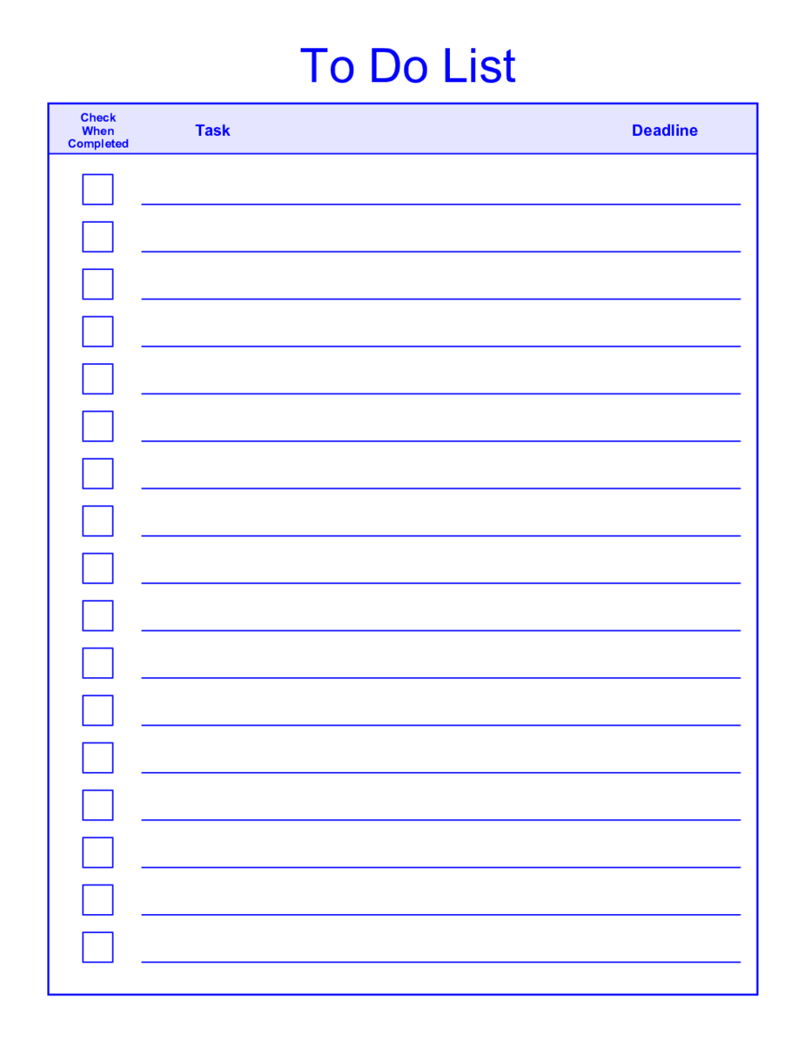 Things To Do List Template Pdf Within Blank To Do List Template