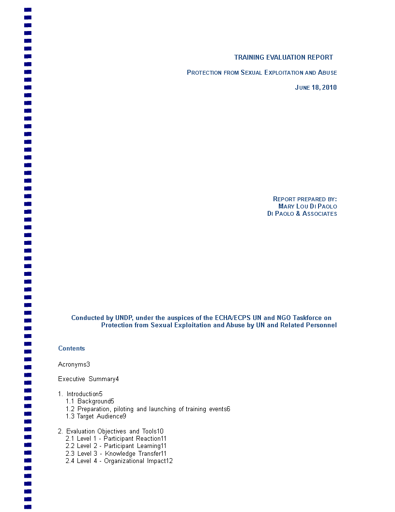 Training Evaluation Report | Templates At Inside Training Feedback Report Template