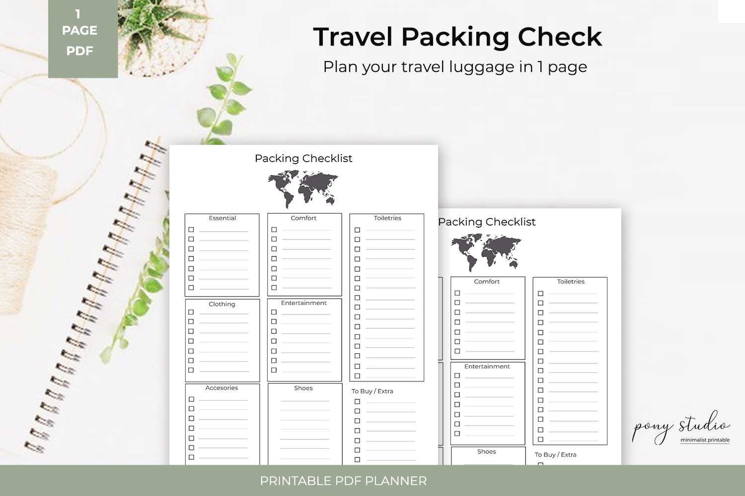 Travel Packing List Template | A4  Pdf Printable For Blank Packing List Template