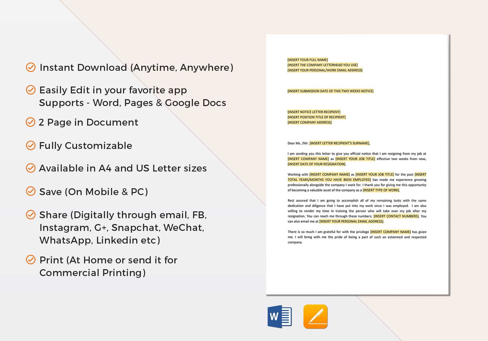 Two Weeks Notice Template With Regard To 2 Weeks Notice Template Word