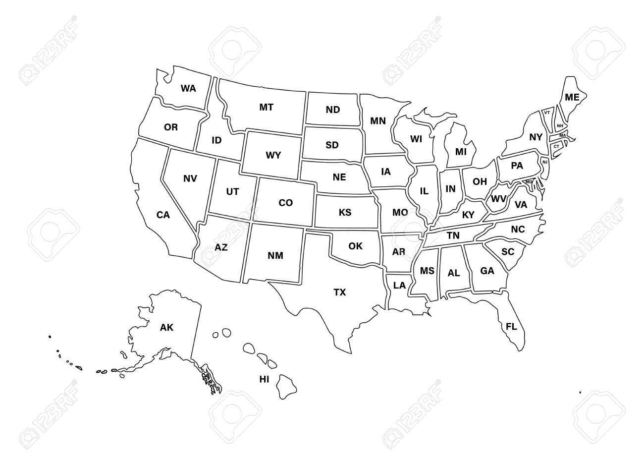 United States Map Templates - Dalep.midnightpig.co Intended For United States Map Template Blank