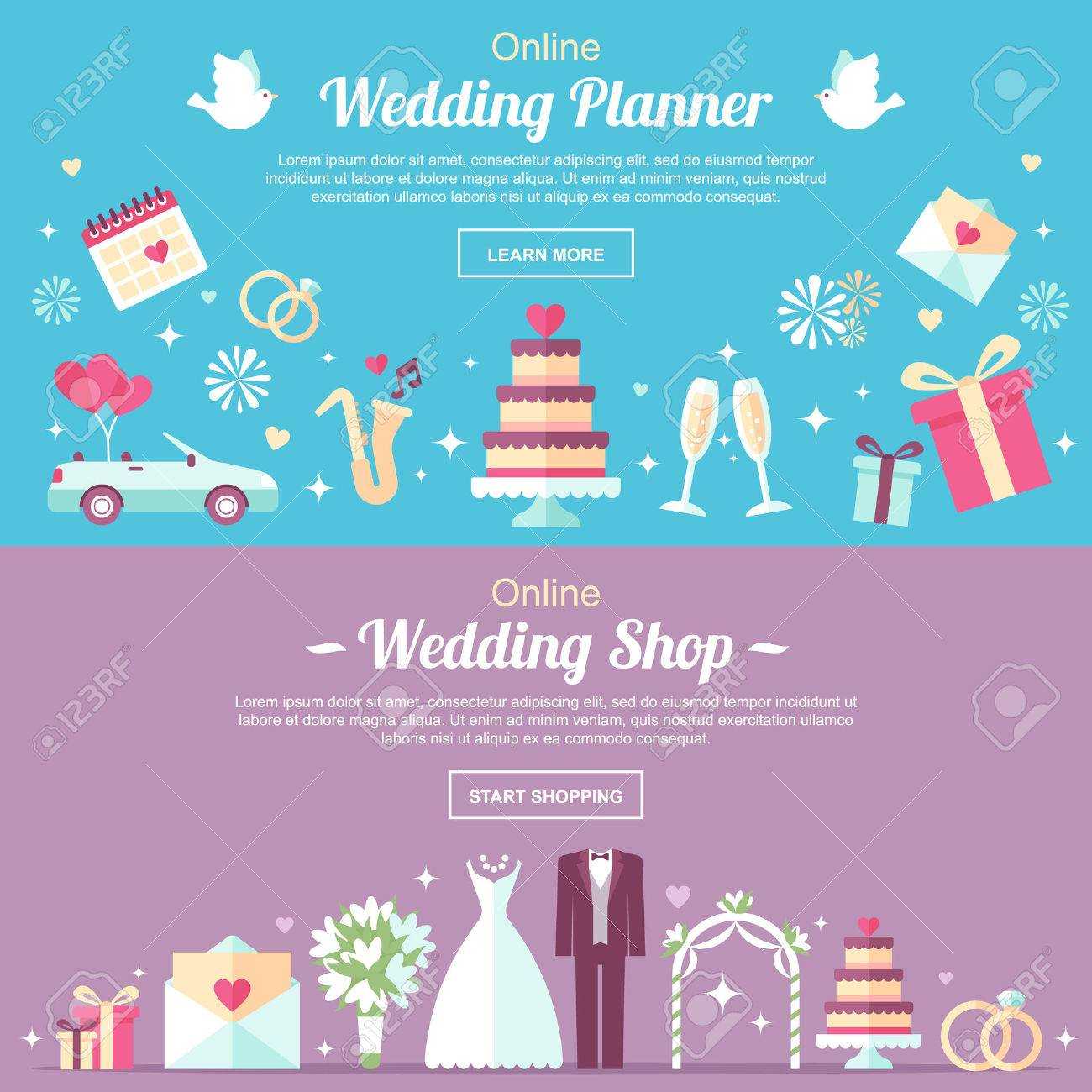 Vector Header And Banner Design Templates. For Online Wedding.. In Wedding Banner Design Templates