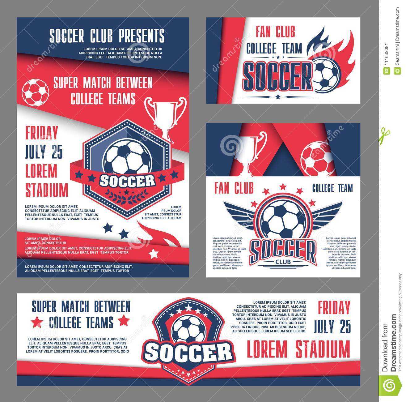 Vector Soccer Team College Football Match Posters Stock Inside College Banner Template