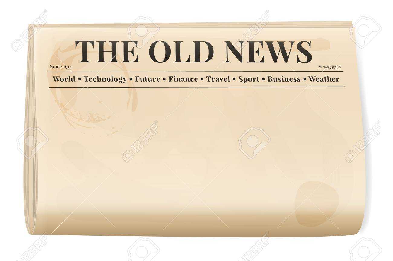 Vintage Newspaper Template. Folded Cover Page Of A News Magazine For Blank Old Newspaper Template