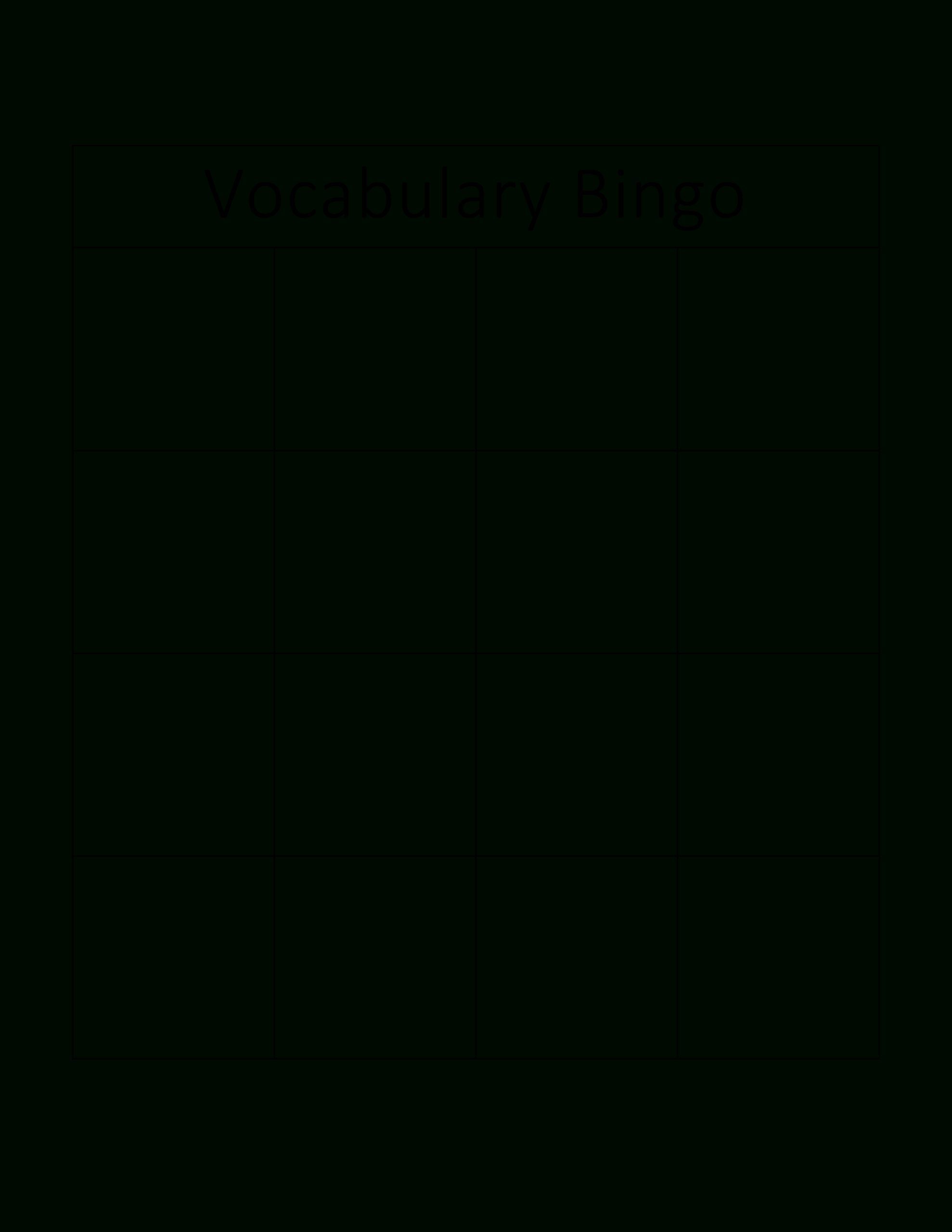 Vocabulary Bingo Card | Templates At Allbusinesstemplates With Regard To Playing Card Template Word