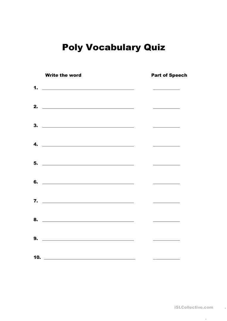Vocabulary Quiz Template – English Esl Worksheets For Regarding Vocabulary Words Worksheet Template