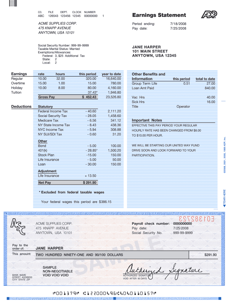 Walmart Paystub – Fill Online, Printable, Fillable, Blank In Pay Stub Template Word Document