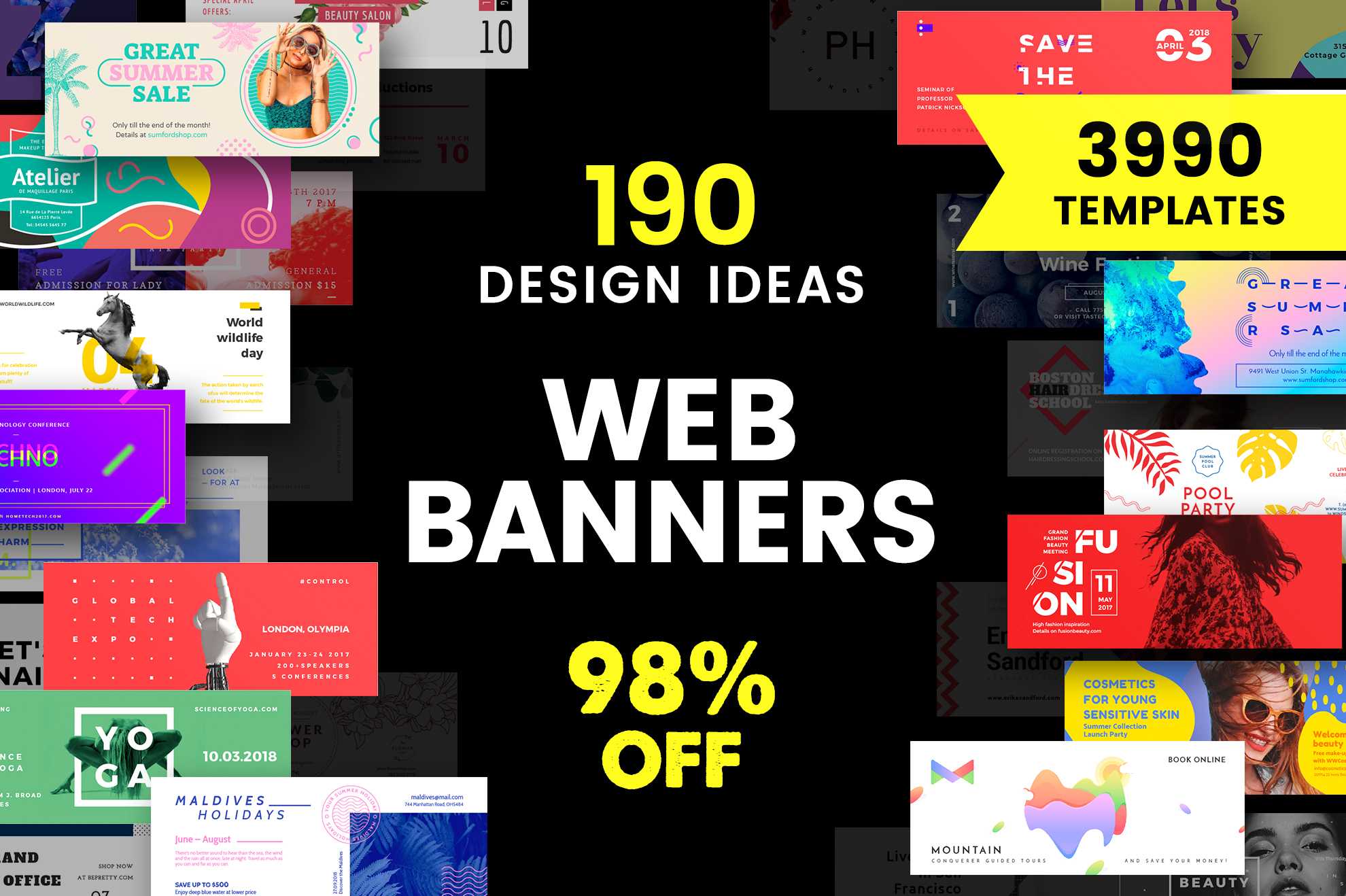 Web Banner Design Templates Bundle Sale Inside Website Banner Design Templates