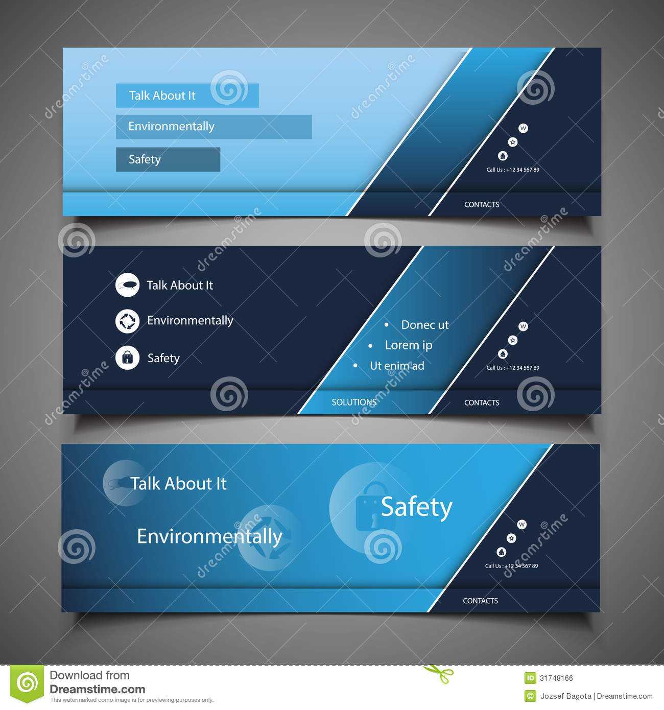 Web Design Elements – Header Designs Stock Vector For Free Website Banner Templates Download