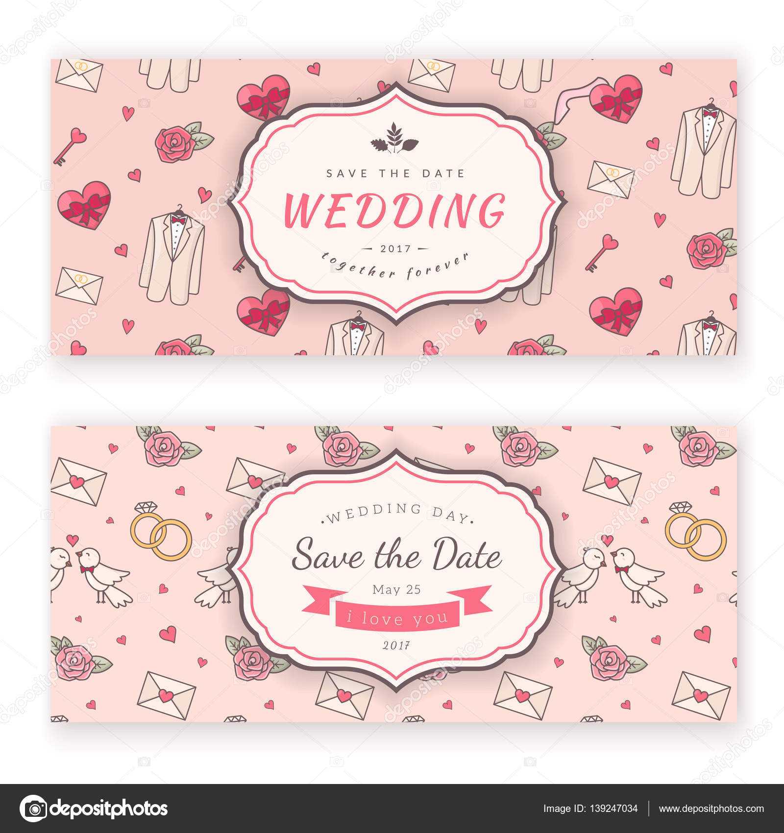 Wedding Banner Template. — Stock Vector © Chuhail #139247034 Throughout Wedding Banner Design Templates