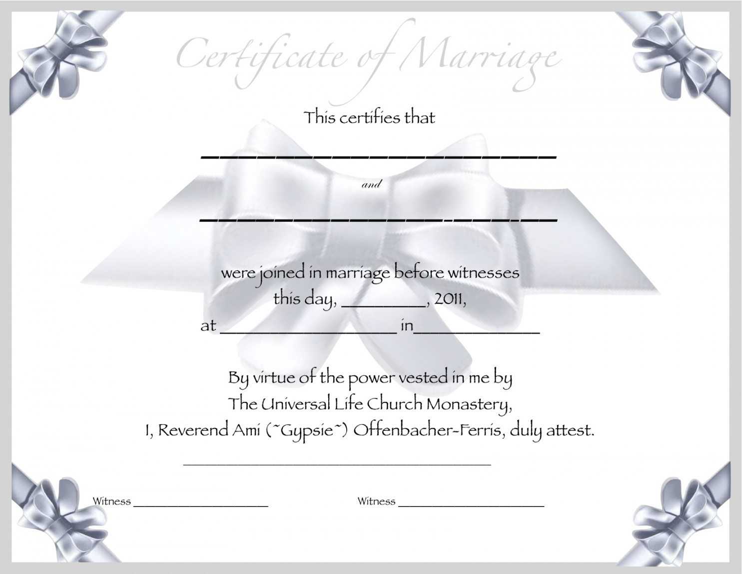 Wedding Certificate Templates Free Printable – Dalep Regarding Blank Marriage Certificate Template