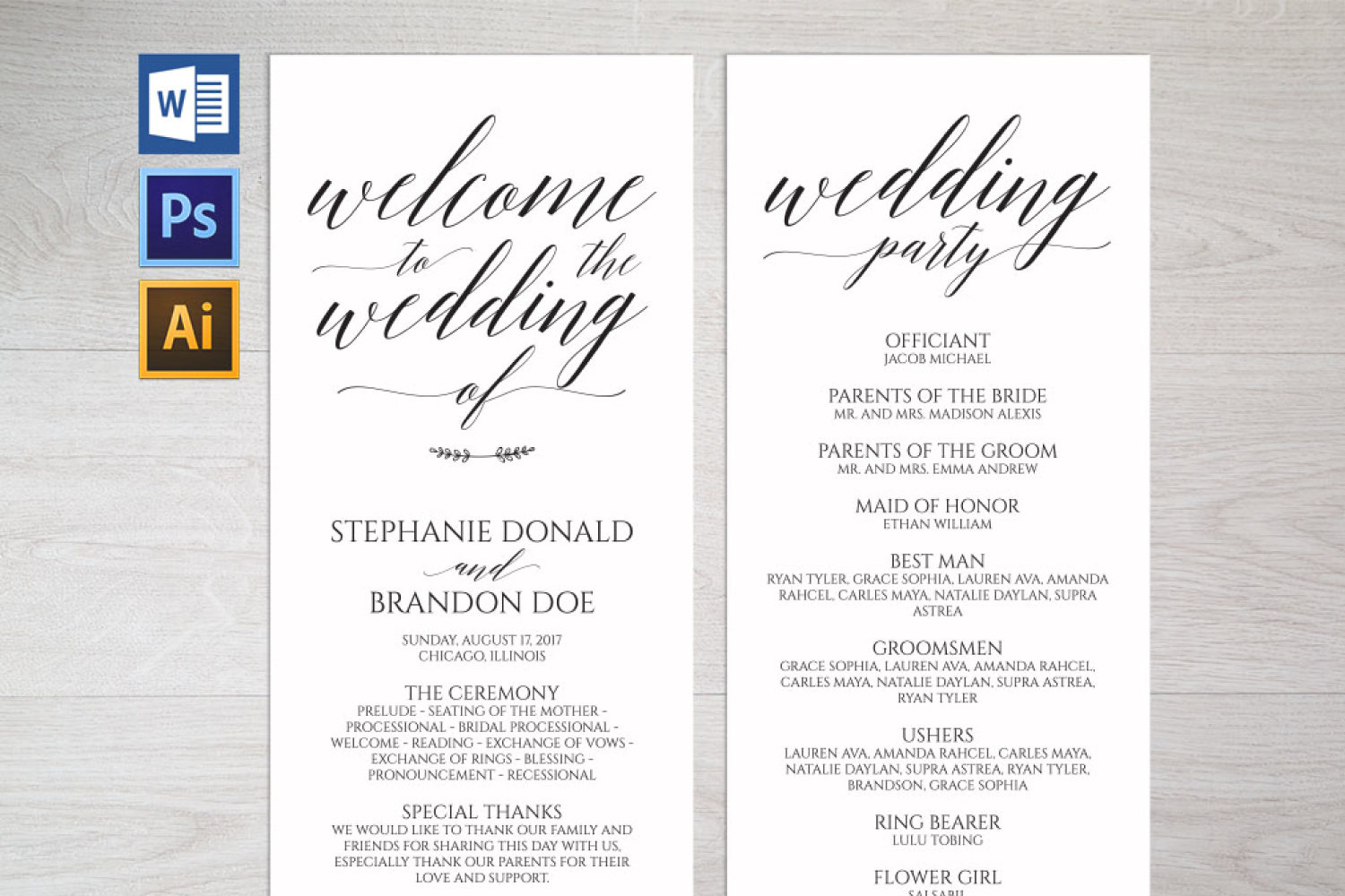 Wedding Program Template Pertaining To Free Printable Wedding Program Templates Word
