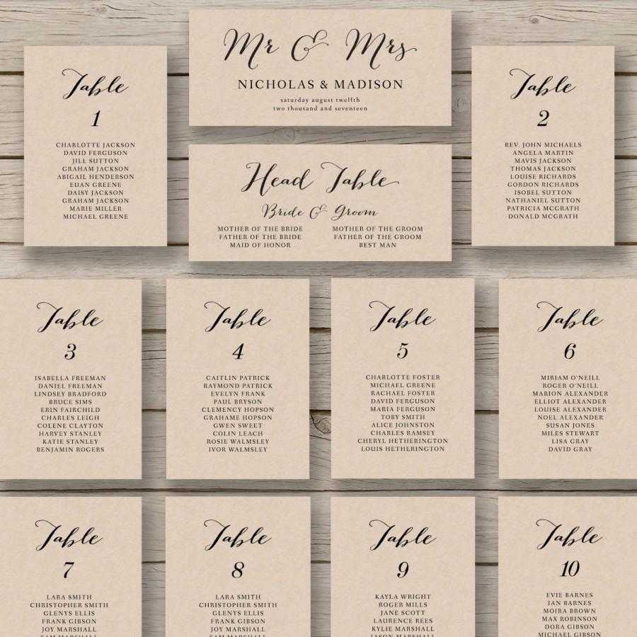 Downloadable Free Wedding Seating Chart Template Microsoft Word