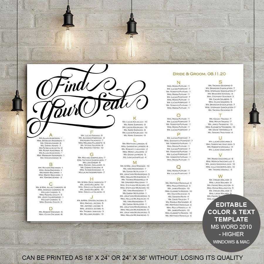Wedding Seating Chart Template Printable Seating Chart Pertaining To 