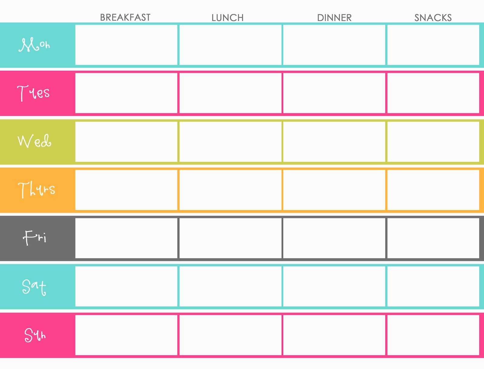 Weekly Meal Planner For Family Templates | Printable Weekly Within Weekly Meal Planner Template Word