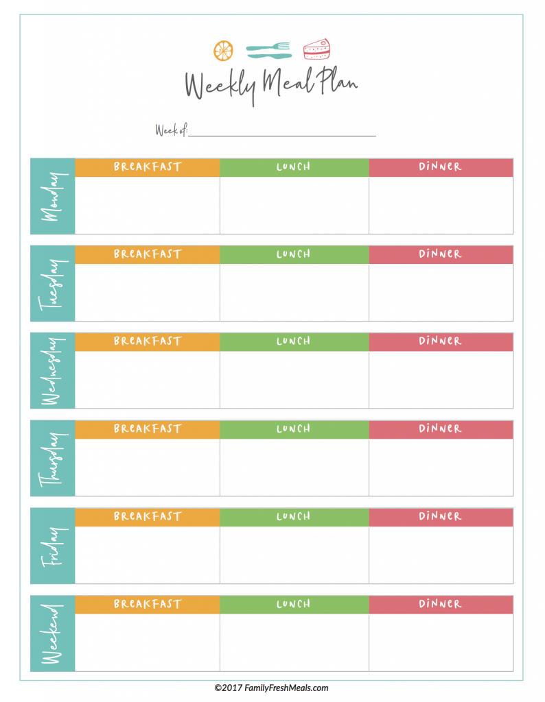 Weekly Meal Planning Printable – Dalep.midnightpig.co Pertaining To Blank Meal Plan Template