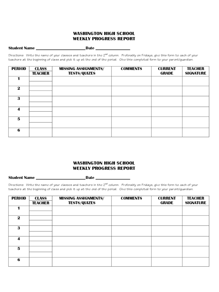 Weekly Progress Report Template – 3 Free Templates In Pdf Within High School Progress Report Template
