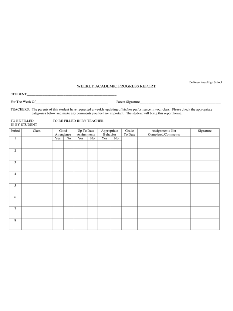 Weekly Progress Report Template - 3 Free Templates In Pdf Within High School Progress Report Template