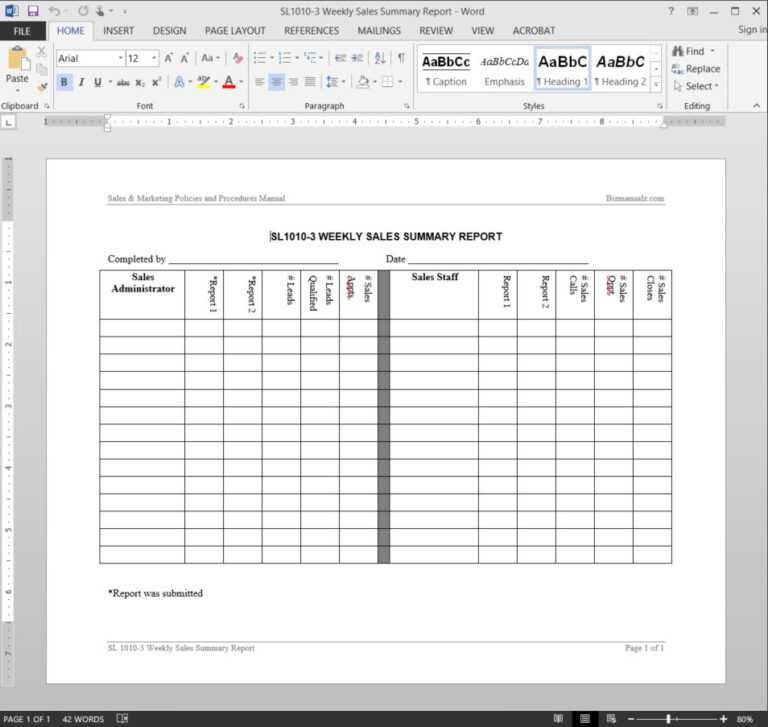 weekly-sales-summary-report-template-sl1010-3-within-template-for