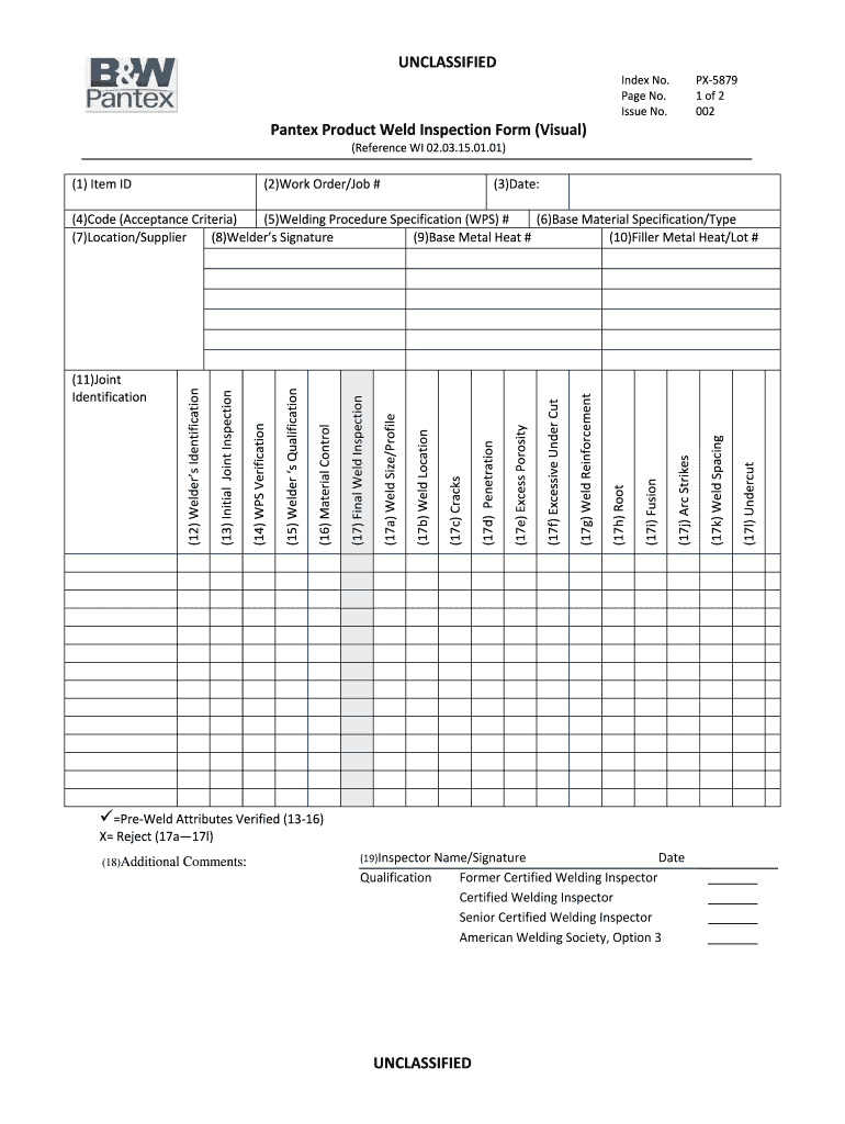 Weld Visual Inspection Checklist – Fill Out And Sign Printable Pdf Template  | Signnow Throughout Welding Inspection Report Template