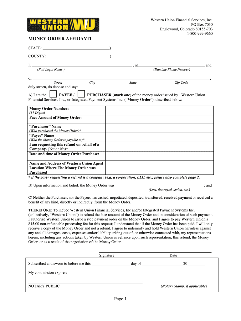Western Union Receipt Generator - Fill Online, Printable With Blank Money Order Template