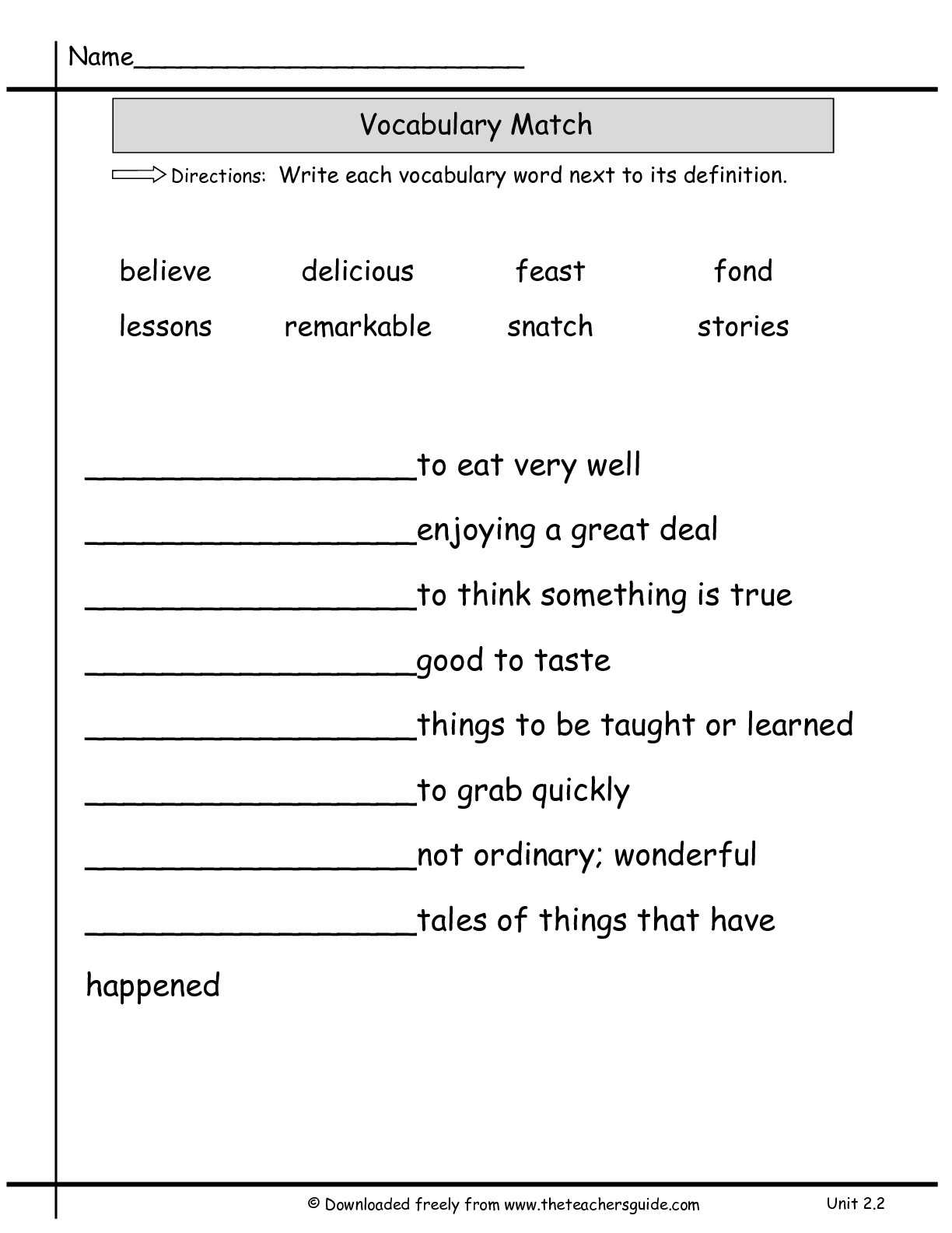 Wonders Second Grade Unit Two Week Two Printouts With Vocabulary Words Worksheet Template