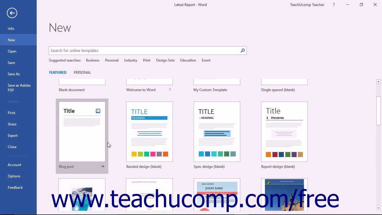 Word 2016 Tutorial Using Templates Microsoft Training Intended For Where Are Templates In Word