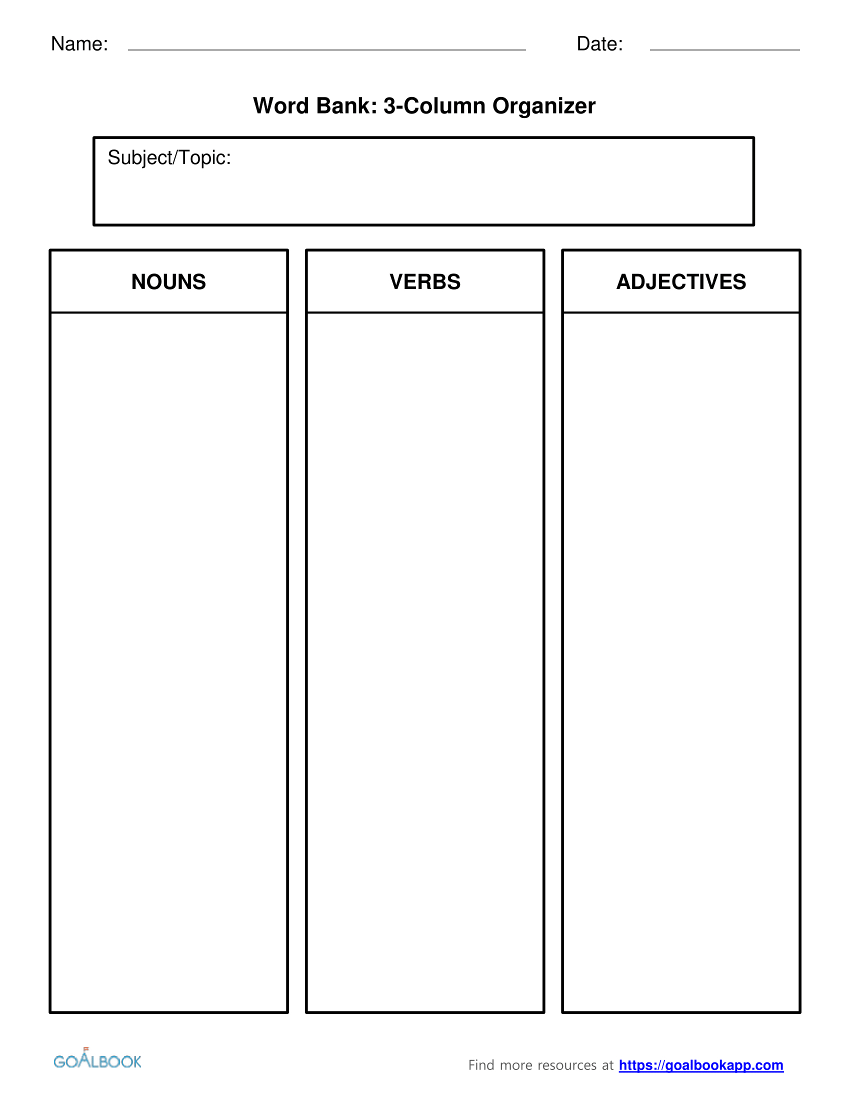Word Bank | Udl Strategies – Goalbook Toolkit With Regard To Personal Word Wall Template
