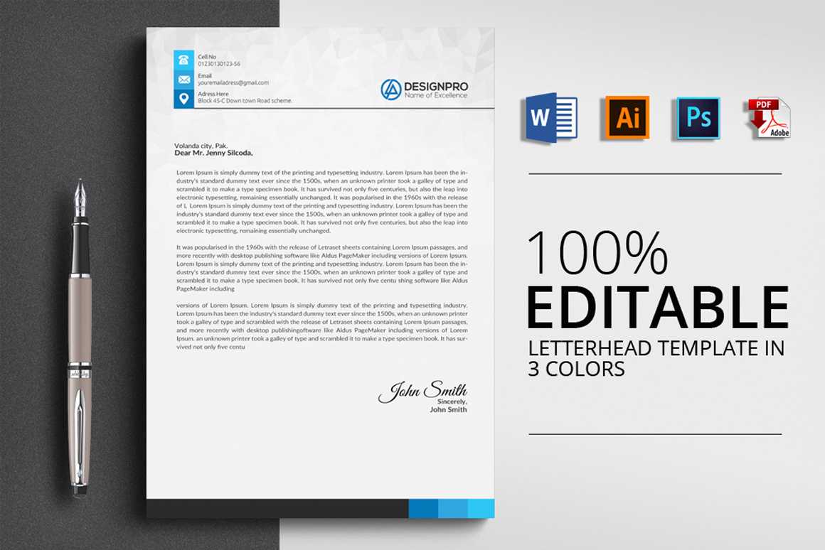 Word Letterhead Template – Vsual Inside Word Stationery Template Free