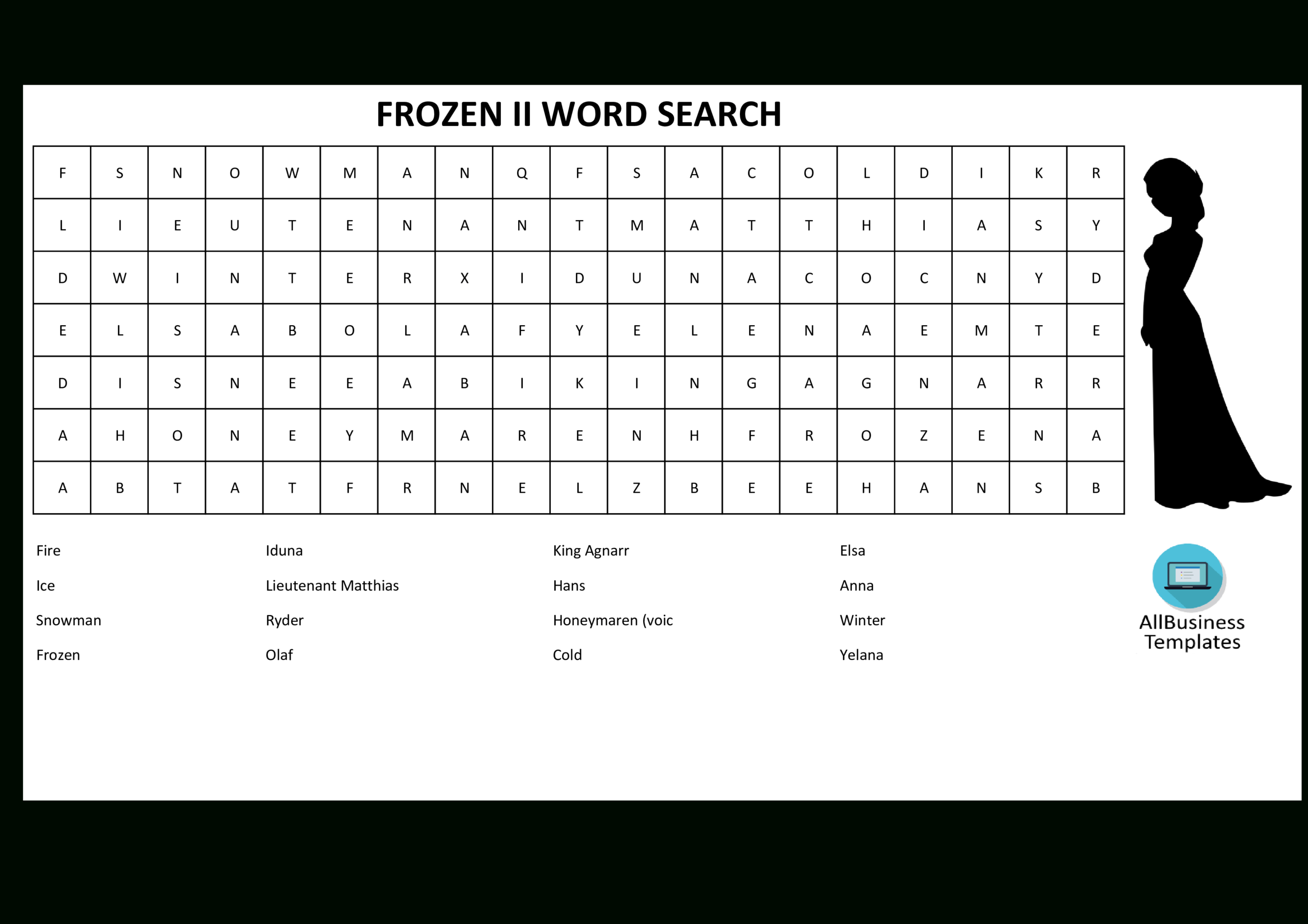 Word Search Frozen 2 With Answers | Templates At In Word Sleuth Template