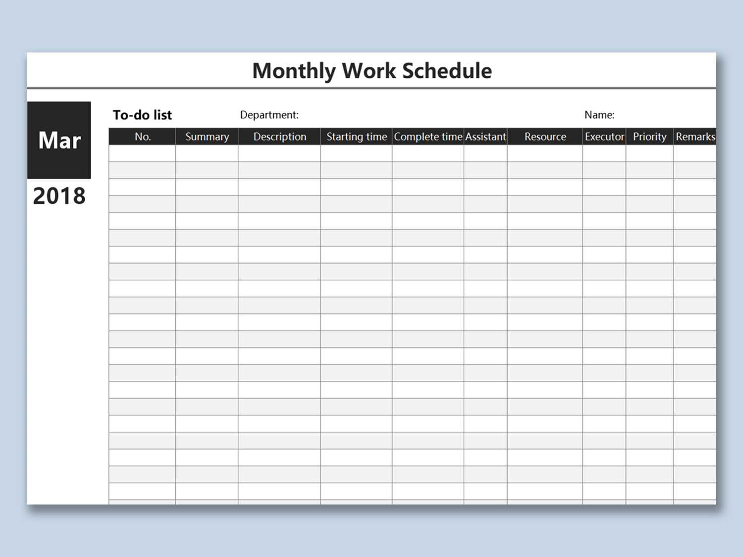 Work Schedule Spreadsheet Plan Template Excel Download Free Throughout Blank Monthly Work Schedule Template